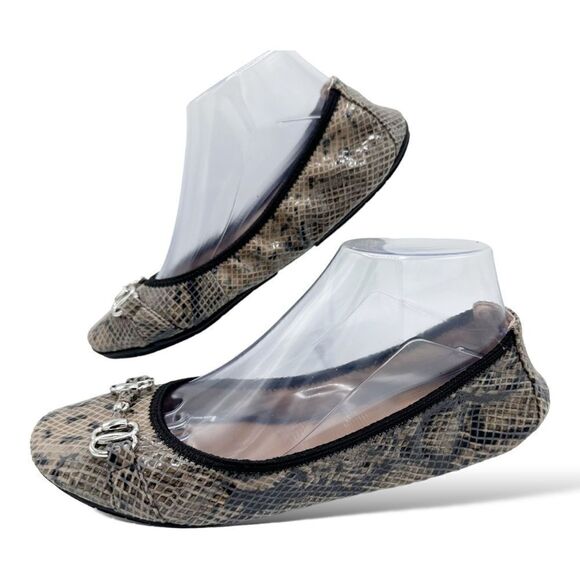 Me Too Olympia  Snakeskin Embossed Real Leather Ballet Flats w/Bit Detail size 8 - Picture 1 of 10